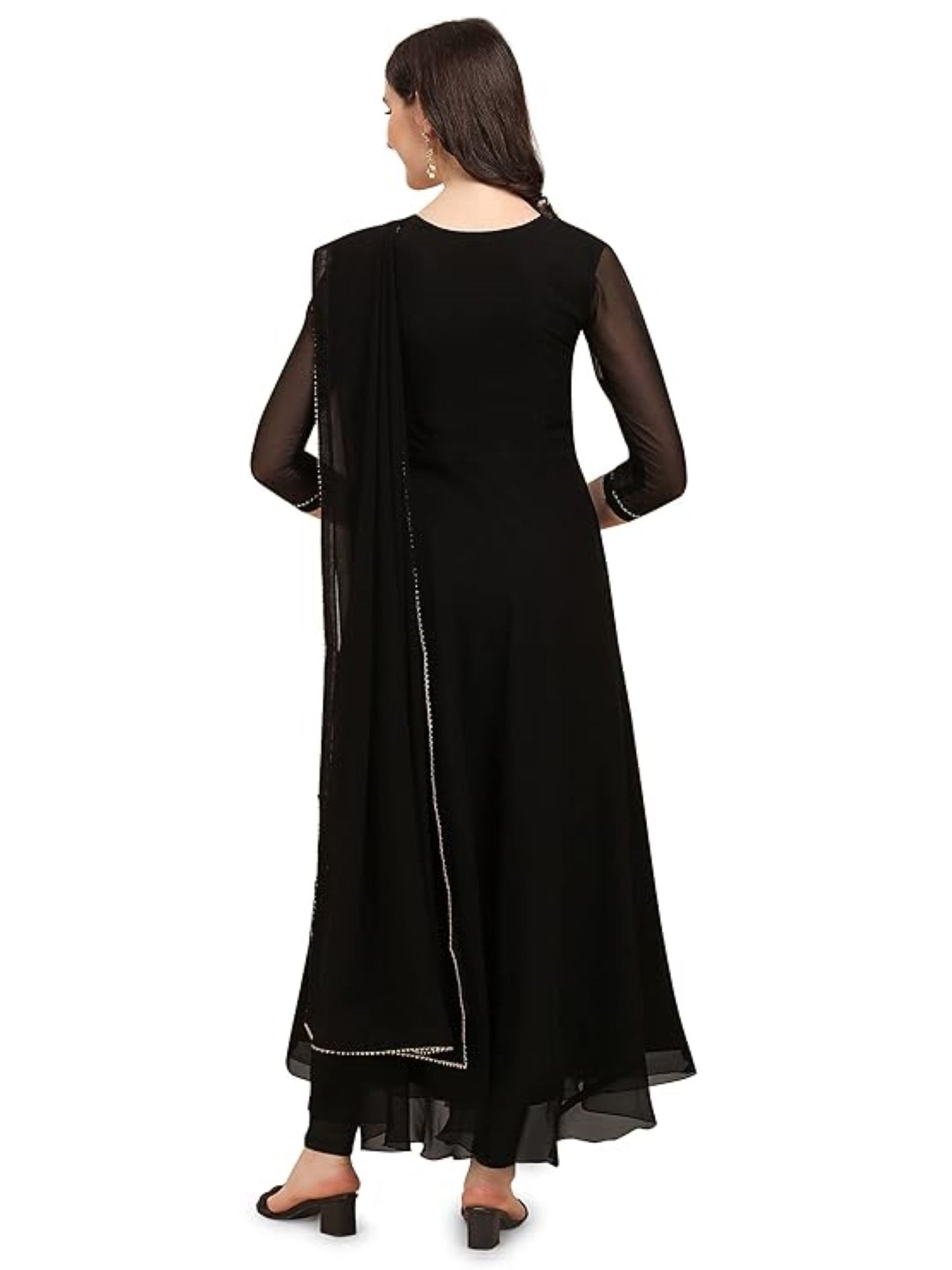 Estationeryhouse Women's Georgette Anarkali Kurta Kurti with Dupatta (Bottoms not included)