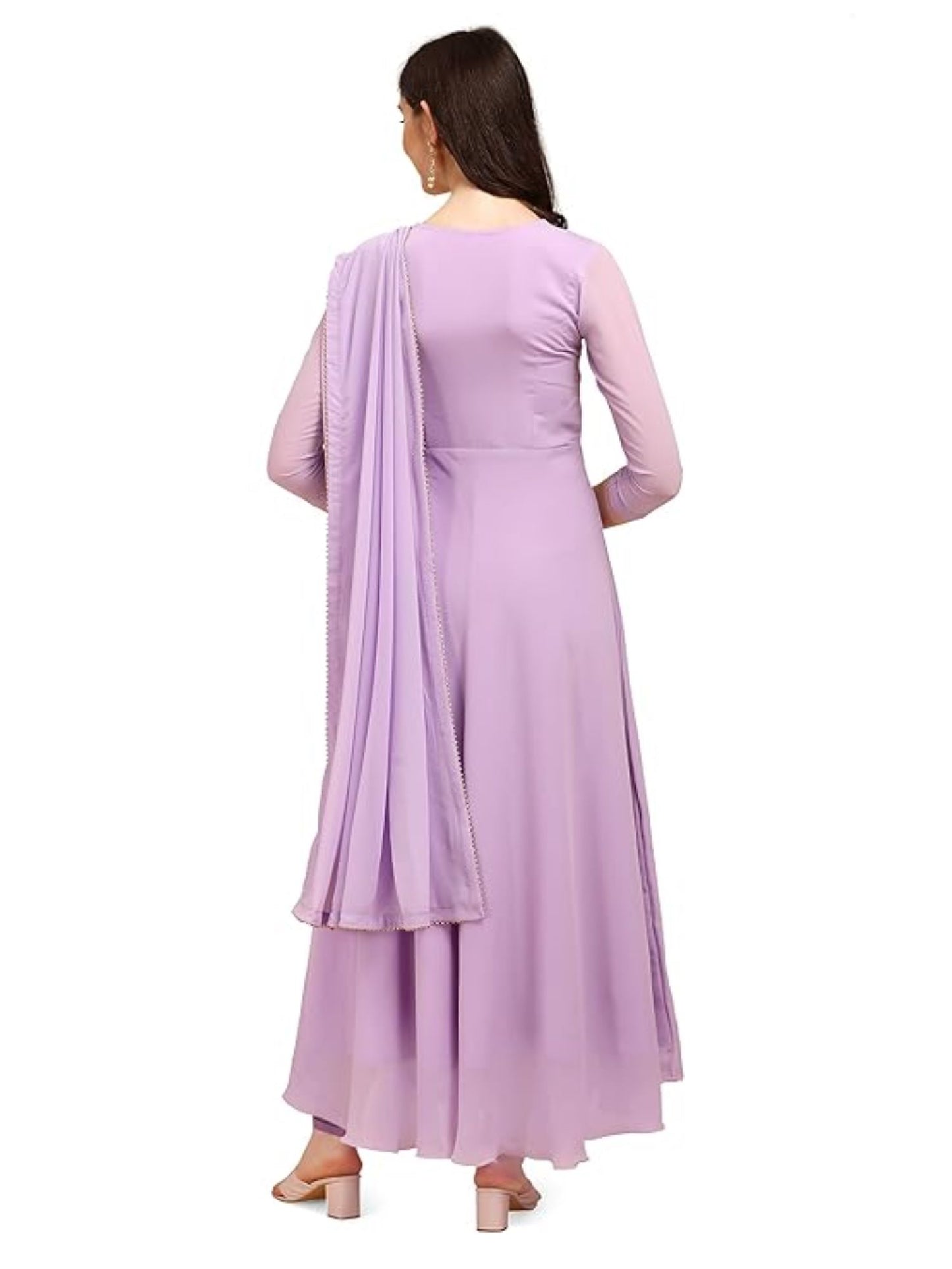 Estationeryhouse Women's Georgette Anarkali Kurta Kurti with Dupatta (Bottoms not included)